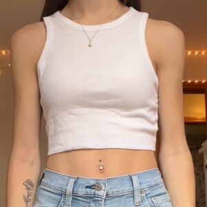 PacSun White Ribbed Tank Top